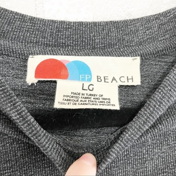 Free People Beach Charcoal Gray Long Sleeve Sweatshirt Dress - Picture 4 of 4